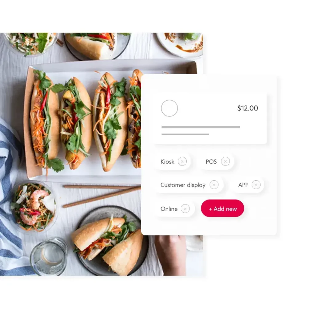 A payment page on an online ordering app with a picture of food on it.