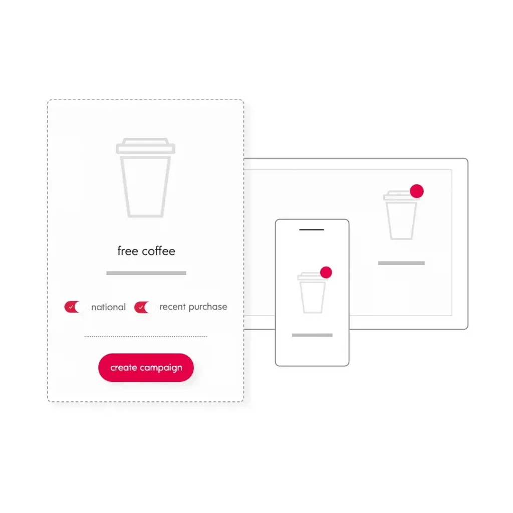 A free coffee app with a phone and a tablet.