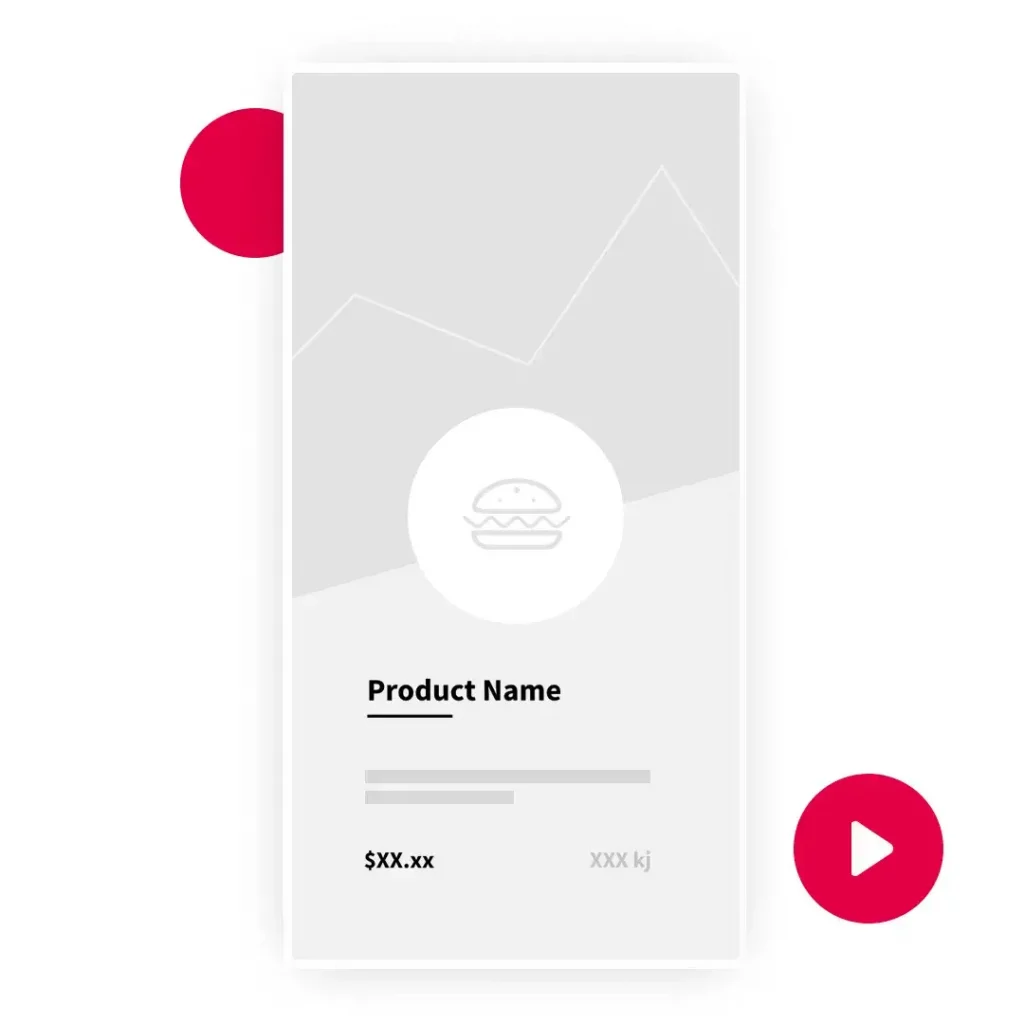 A mobile app example with a hamburger and product name.