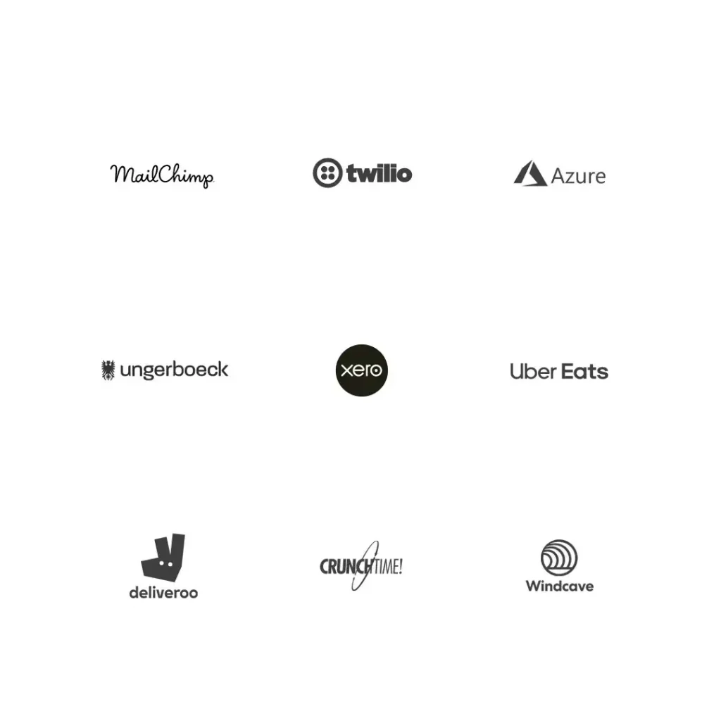 A group of different logos on a white background.