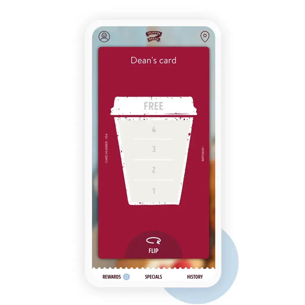 A mobile app loyalty card for Muffin Break.