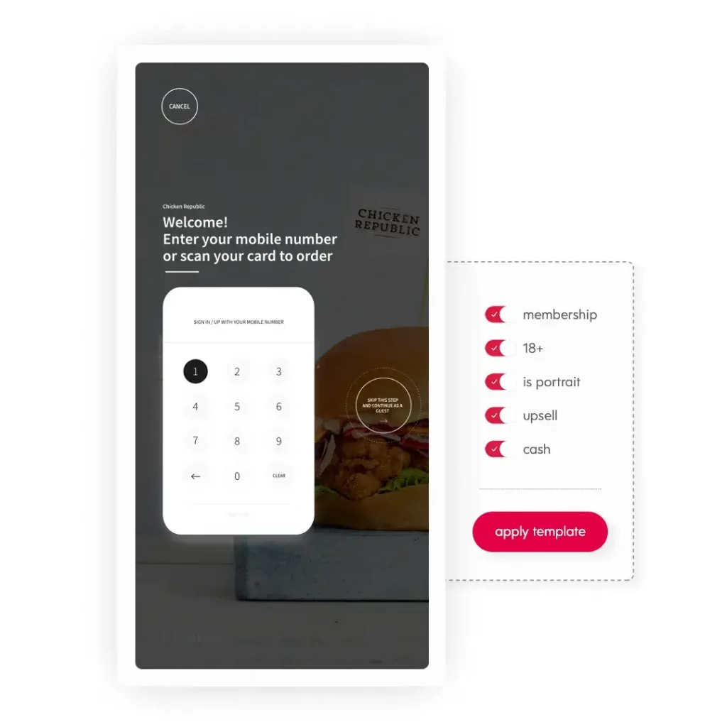 A mobile app showing a signup or sign in screen for food ordering at chicken republic.