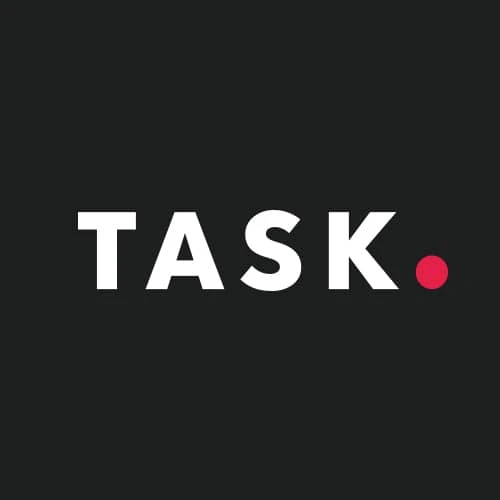 TASK logo on a black background.
