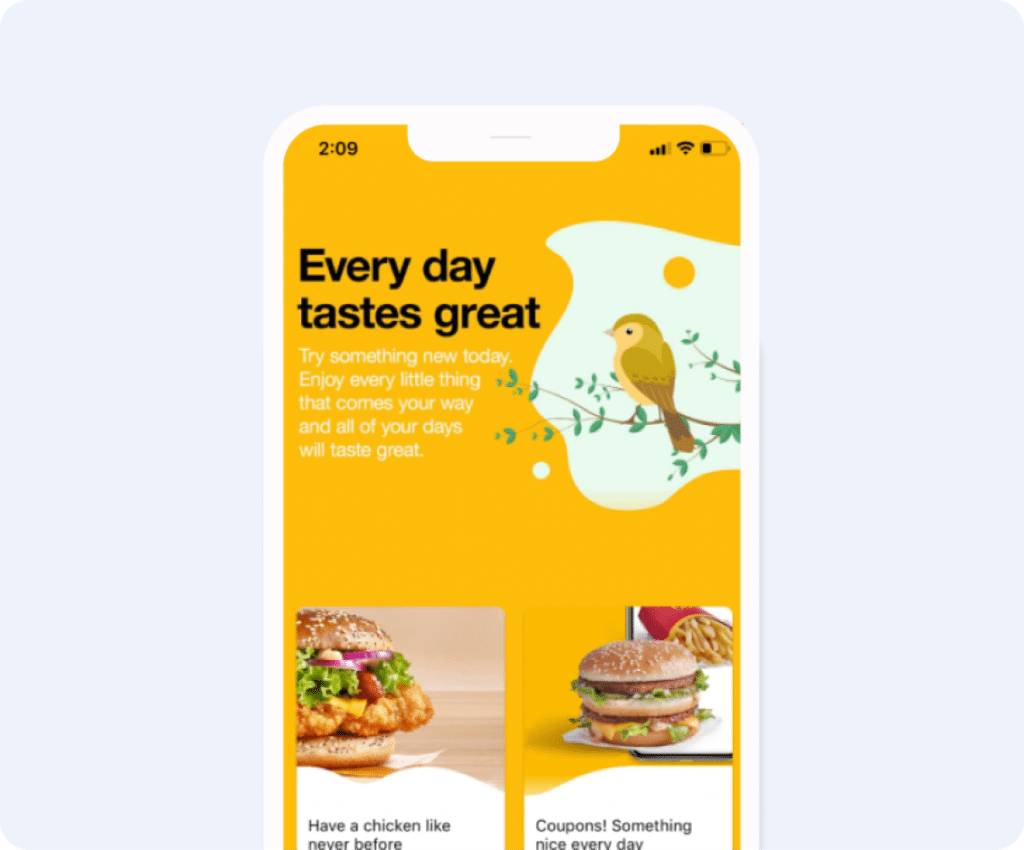 McDonalds mobile app showing how they engage customers with the app.