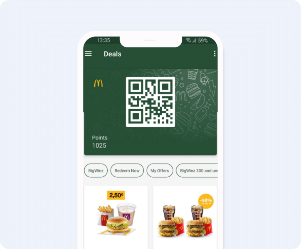McDonald's mobile app with qr code.