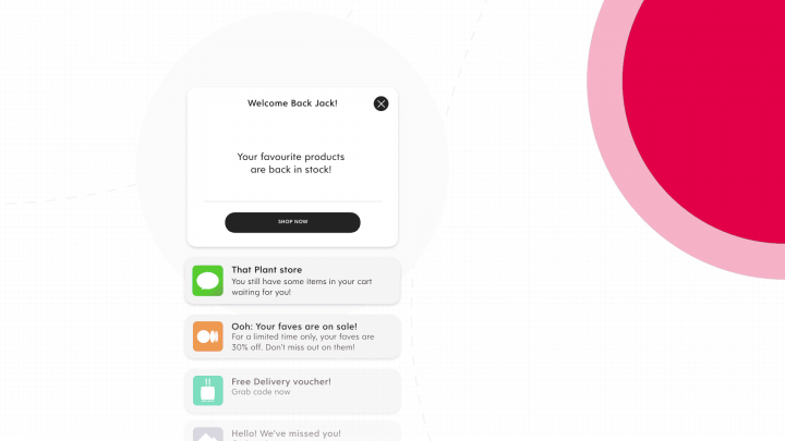 An example of an app with personalized offers and reminders.