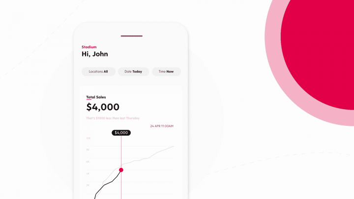 a mobile app demonstrating enterprise transaction management for a stadium.