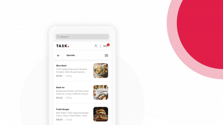 A phone screen with a menu for a ghost kitchen.