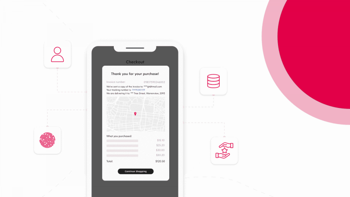 A payment app showing a transaction data for a purchase.